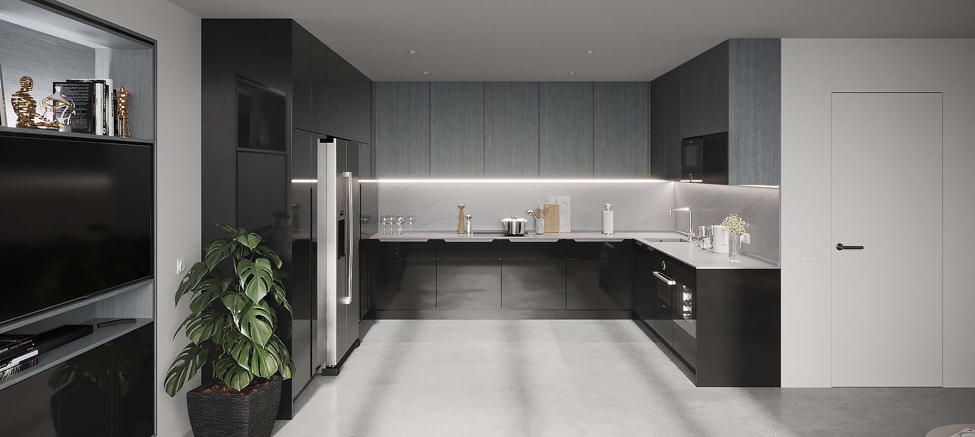 Чёрный глянец / Дуб Сиэтл 